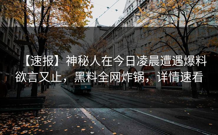 【速报】神秘人在今日凌晨遭遇爆料欲言又止，黑料全网炸锅，详情速看
