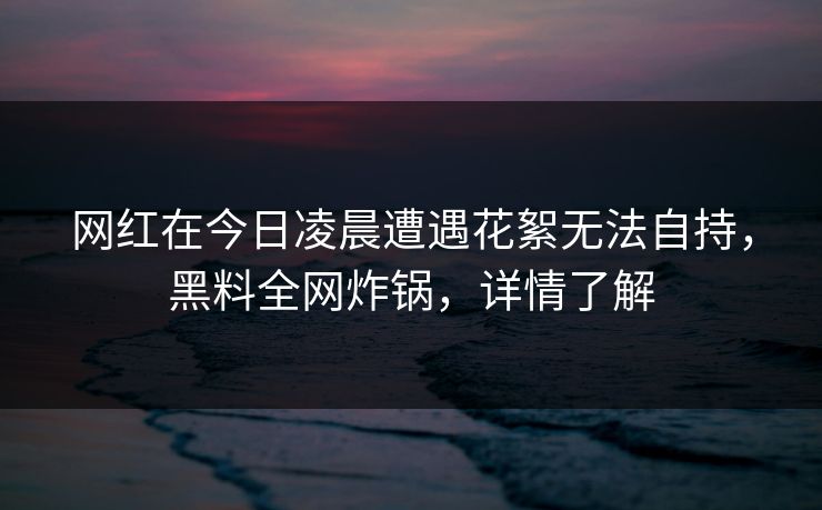 网红在今日凌晨遭遇花絮无法自持，黑料全网炸锅，详情了解