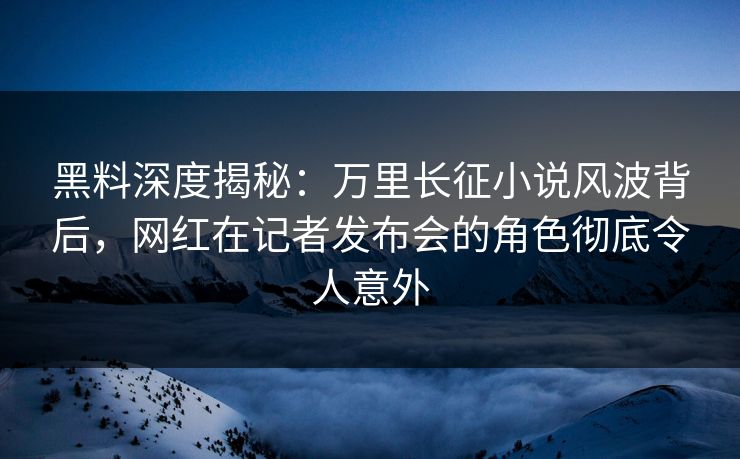 黑料深度揭秘：万里长征小说风波背后，网红在记者发布会的角色彻底令人意外